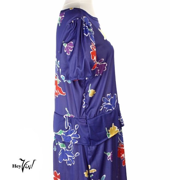 Vintage 80s Peplum Dress w Tags Full Figure Fashion Size 16 1/2 - Hey Viv - Picture 4 of 8